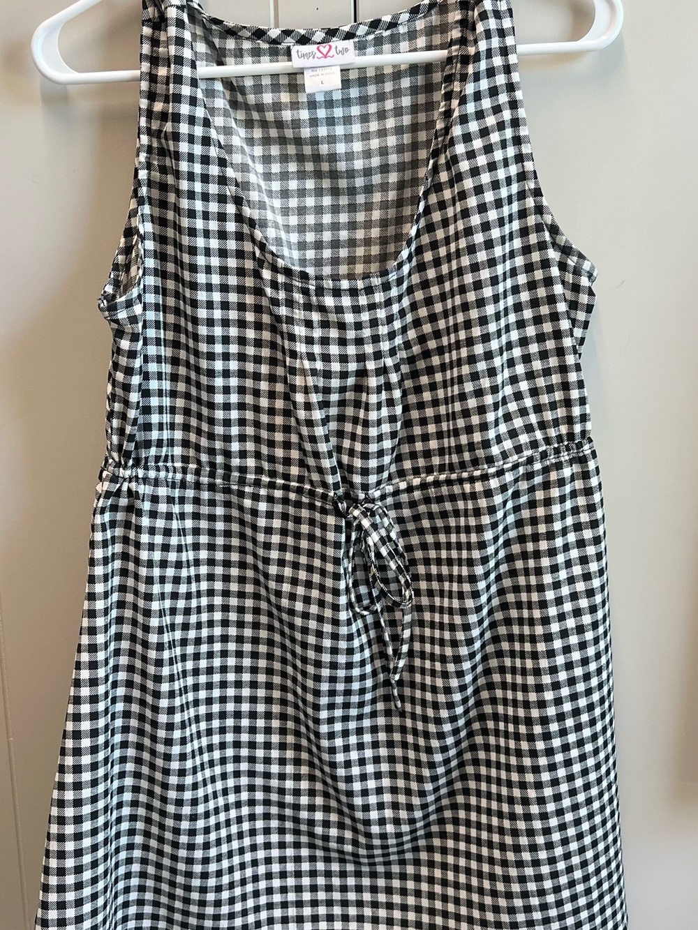 Gray & White Gingham Tie-Waist Maternity Top